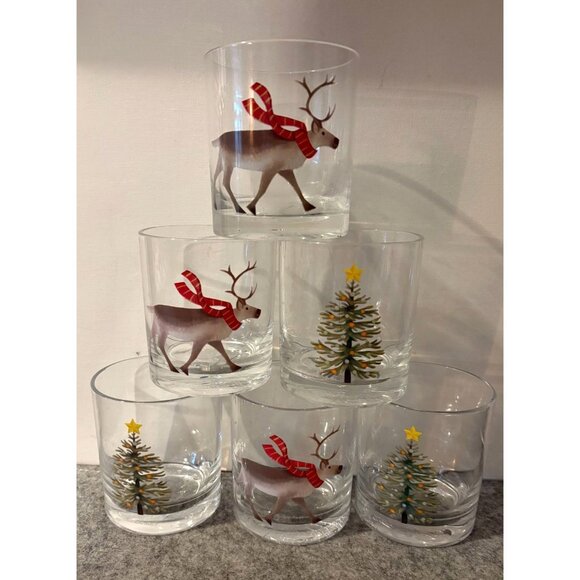 Set of 6 Plastic Christmas Wondershop From Target Reindeer/Christmas Tree  #2652 - Picture 1 of 3